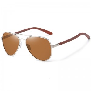 Gafas de sol con patillas de madera y montura metálica personalizadas de RUISEN GM2801