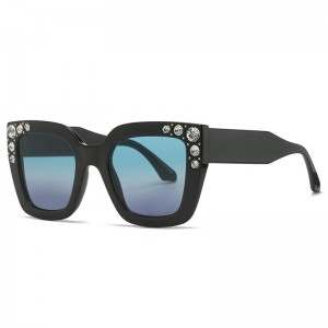 RUISEN’S Fashion Square Frame Diamond-Studded Sunglasses 498