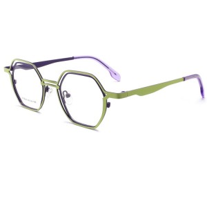 Nuovo doppio cerchio filo di metallo montatura per occhiali personalità retrò cornice abbinata moda ottica uomo piatto luce montatura per occhiali da donna QJ5524t