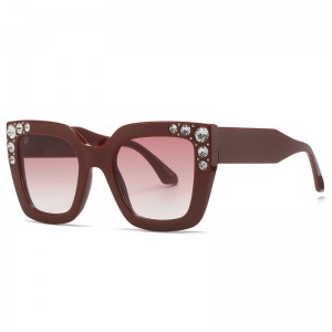 RUISEN'S Fashion Square Frame Diamond-Studded Sunglasses 498