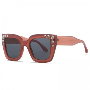 RUISEN’S Fashion Square Frame Diamond-Studded Sunglasses 498