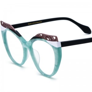 New Multi-color Patchwork Cat’s Eye Plate Eyeglass Frames 19365