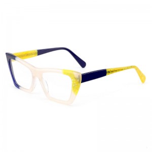 RUISEN’S Multi Color Splicing Eyeglass Frame, Fashionable Cat Eye Small Frame Board, Optical Eyeglass Frame UN3233