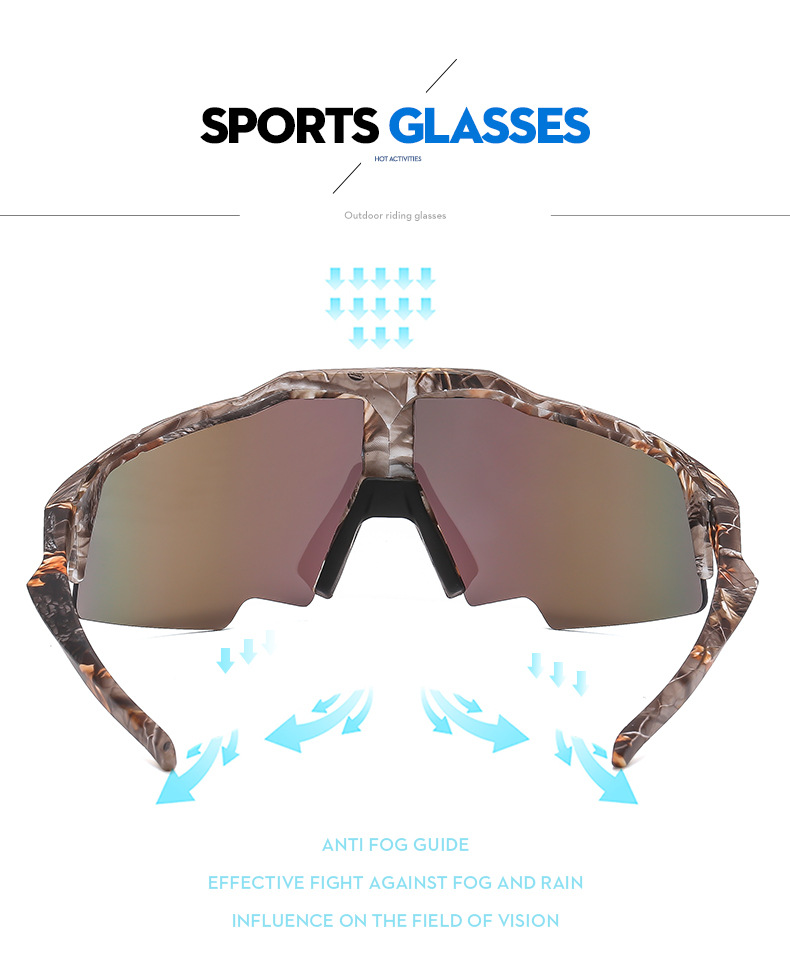 RUISEN'S Sports Dazzling Large Frame Outdoor Cycling Windproof Integrated Sunglasses BL5805