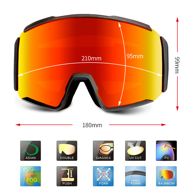 RUISEN'S Card Deduction Can Be Matched With Myopia Outdoor Sports Fog Ski Goggles SK-389