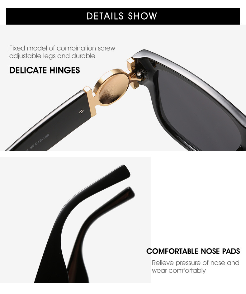 RUISEN’S Fashion Retro Square Frame Sunglasses For Man And Women Q8173-02