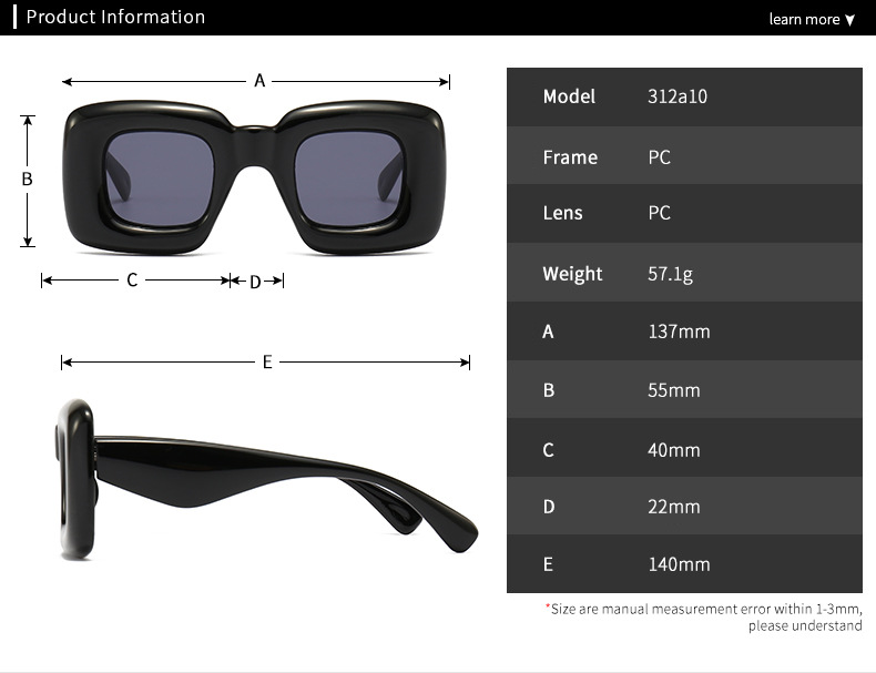 RUISEN'S Creber Frame Plastic Sunglasses 86629-1