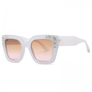 RUISEN’S Fashion Square Frame Diamond-Studded Sunglasses 498