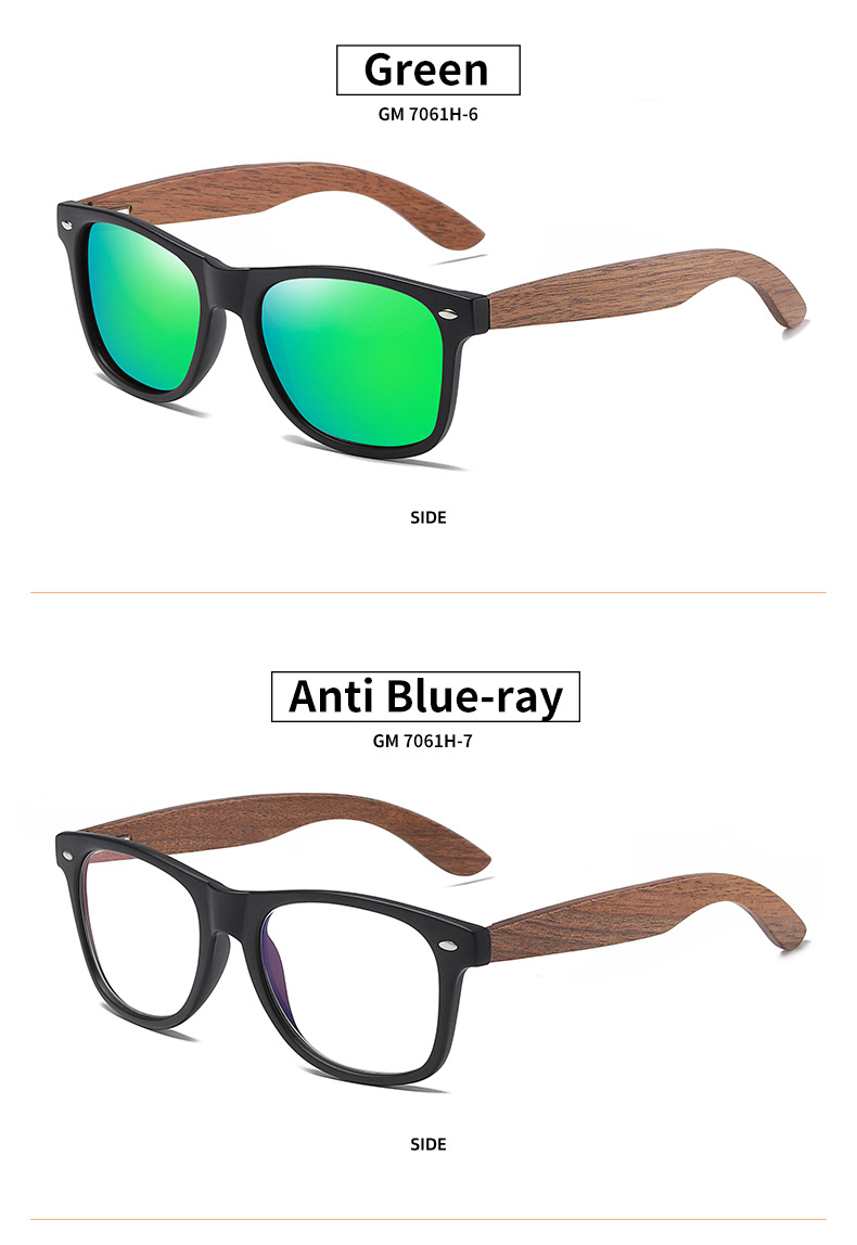 RUISEN'S Gafas de sol polarizadas de madera para PC para hombres y mujeres 7061