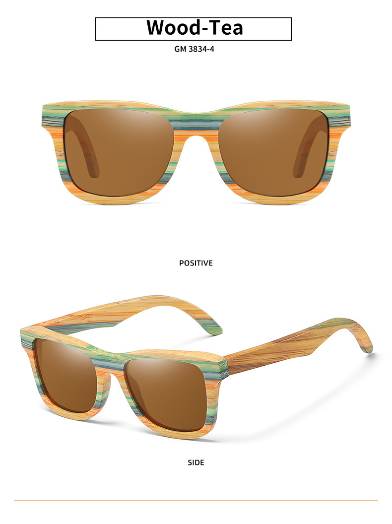 RUISENS'S Wooden Fashionable Colored Bamboo Polarized Sunglasses 3834