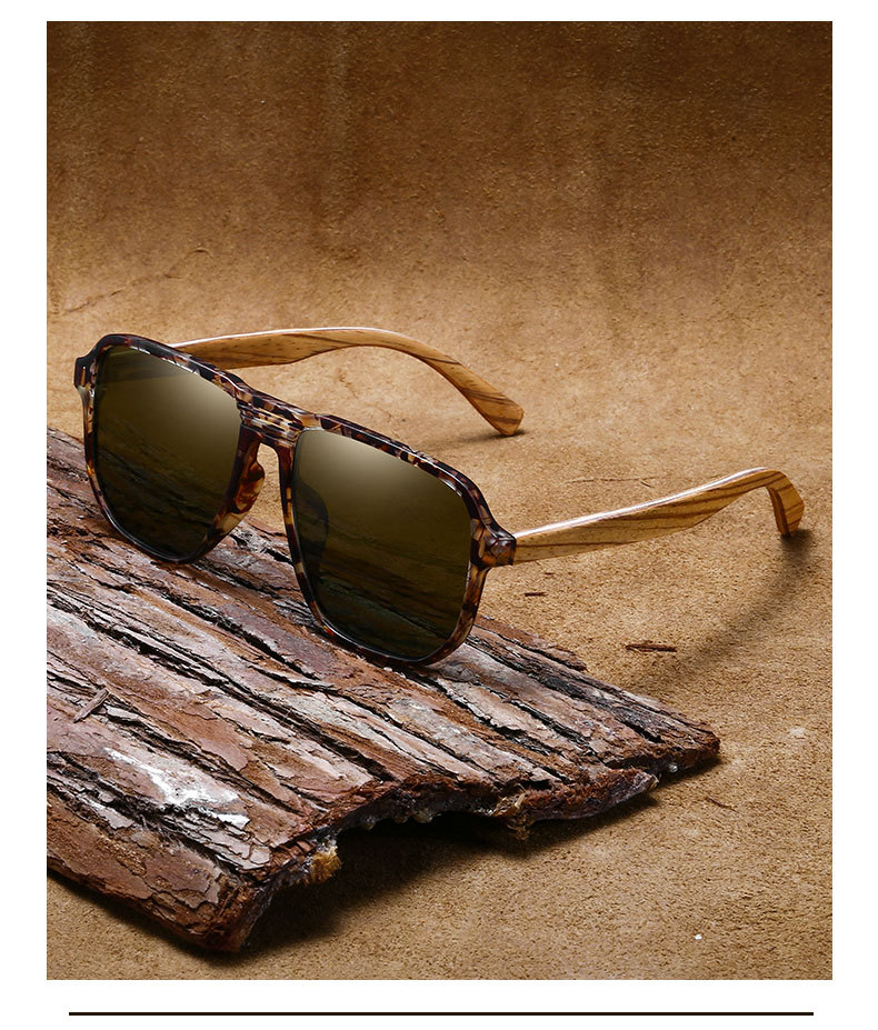 RUISEN'S Lunettes de soleil en bois tendance pour hommes 63732