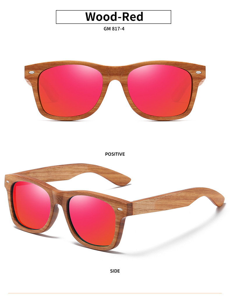 RUISEN'S Lunettes de soleil polarisées en bois clair pour hommes et femmes 8171