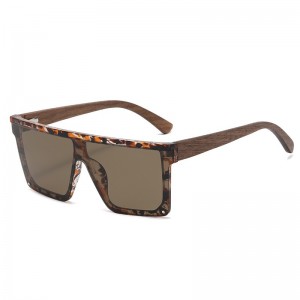 RUISEN'S Luxuriöse Unisex-Sonnenbrille mit quadratischem PC-Rahmen aus Holz