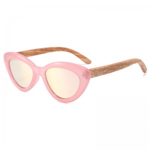 RUISEN’S Cat Eye Frame Wooden Sunglasses for Men and Women 1525