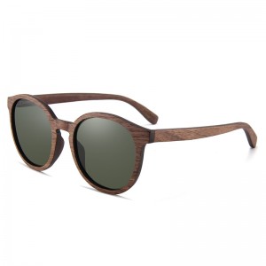 RUISEN'S Gafas de sol de madera con montura redonda retro W6066