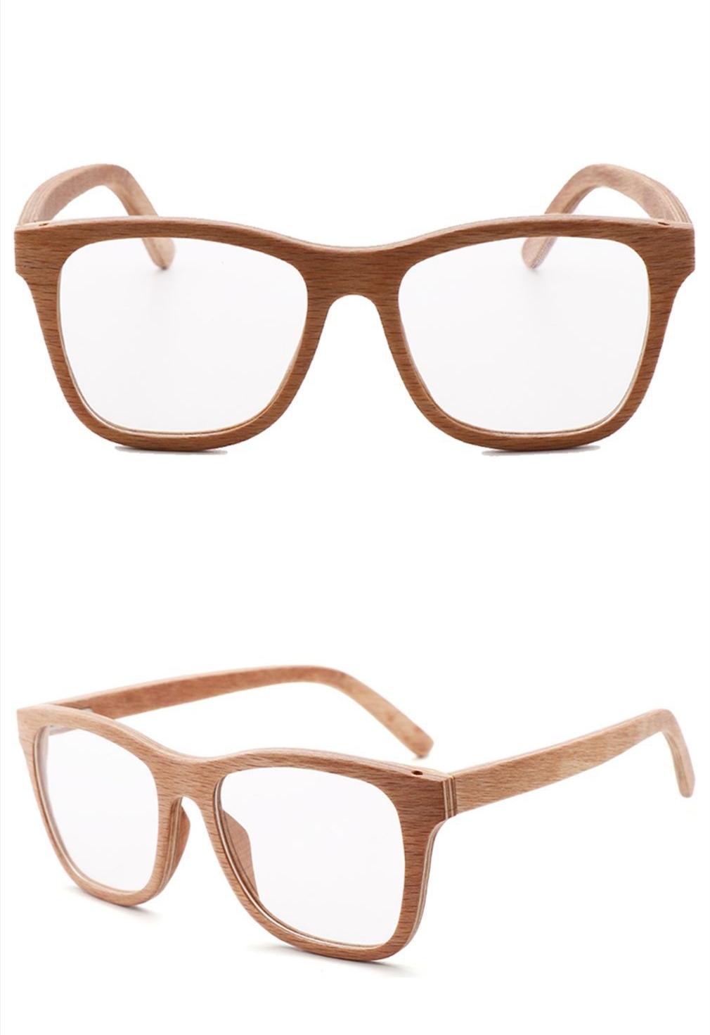 RUISEN'S Lunettes de soleil polarisées en bois clair pour homme et femme 56342