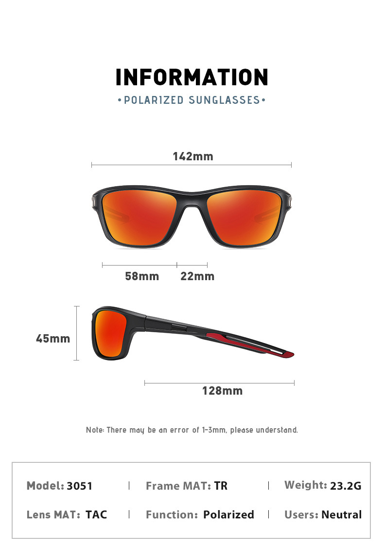 Lunettes de soleil colorées polarisées RUISEN'S Sports 3051