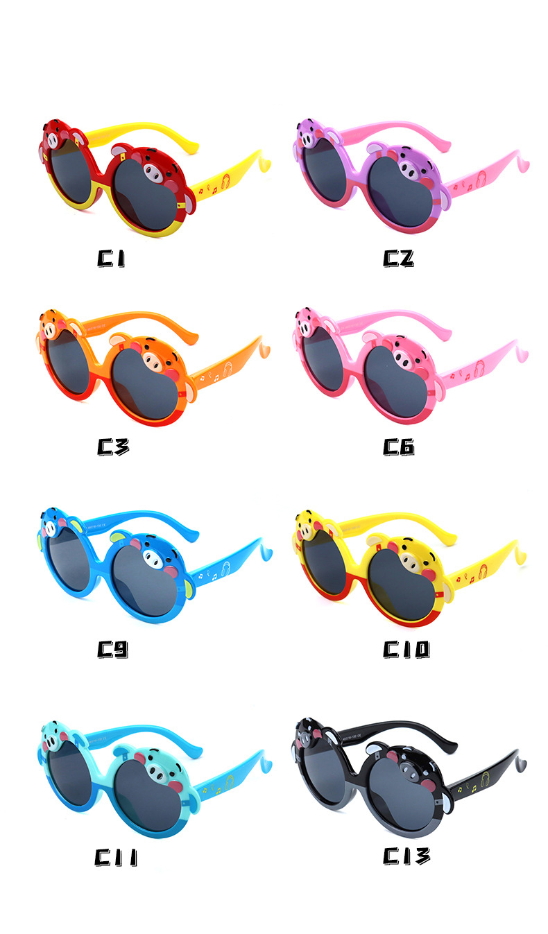 RUISEN'S UV Kids Sunglasses Cartoon Piggy Soft Silicone Cute 22030