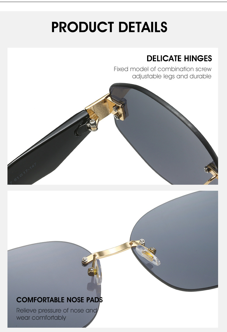 RUISEN'S Rimless Fashion Instagram Street Photo Sunglasses 3017-06