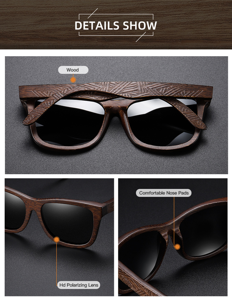 Detalle de gafas de sol de madera de alta calidad, el más vendido de aliexpress -4