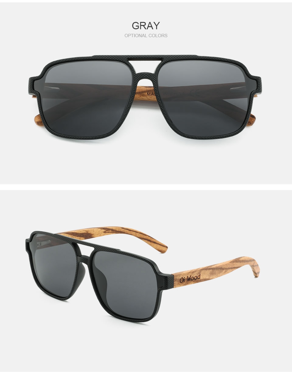 RUISEN'S Gafas de sol de madera con luz polarizada para hombres y mujeres 9005