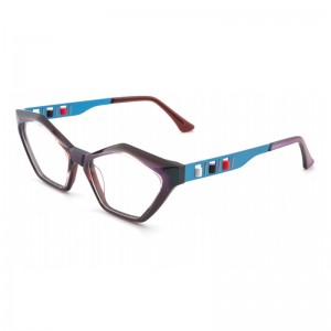 RUISEN’S Personalized Polygonal Geometric Eyeglass Frame, Multi-color Trendy Eyeglass Frame QJ23078