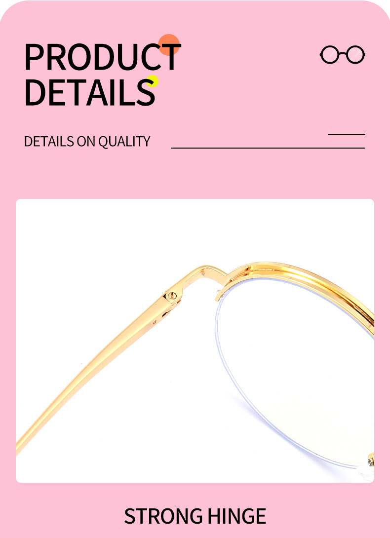 Nouveau Lunettes demi-monture en métal lunettes optiques Anti-lumière bleue-2