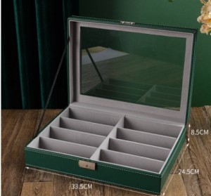 RUISEN’S Crocodile Pattern 8 Grid Dustproof Glasses Storage Box