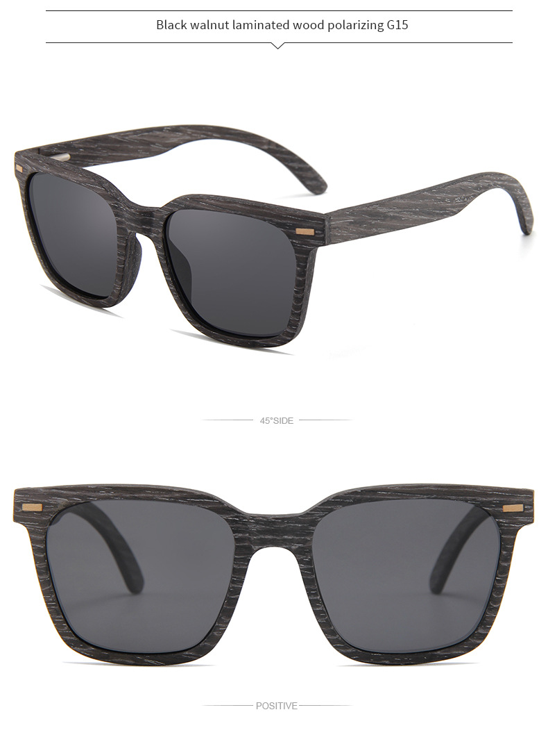 Gafas de sol polarizadas UV400 de bambú de madera de RUISEN para hombres y mujeres W3096