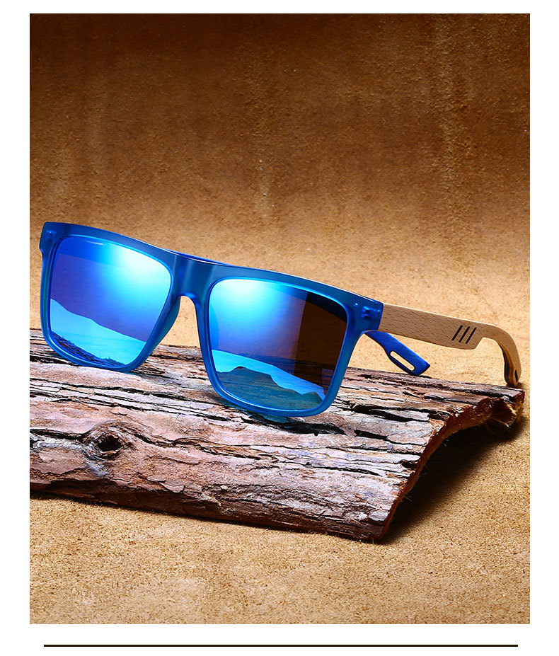 RUISEN'S Lunettes de soleil rétro en bois pour hommes, protection solaire, 63701