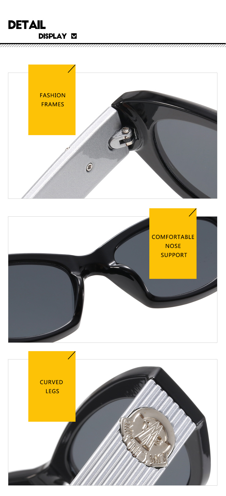 RUISEN'S modische Colorblock-Sonnenbrille mit quadratischem Rahmen 5019-16