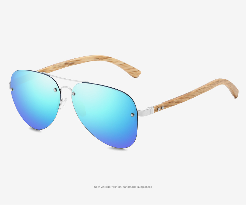 RUISEN'S ligneus Bamboo Polarized Sunglasses ad homines 5143-16