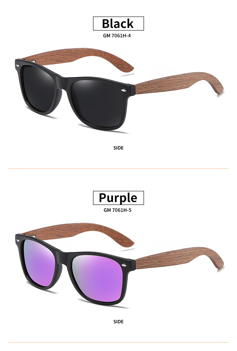 RUISEN'S Holz-PC-polarisierte Sonnenbrille für Männer und Frauen 7061