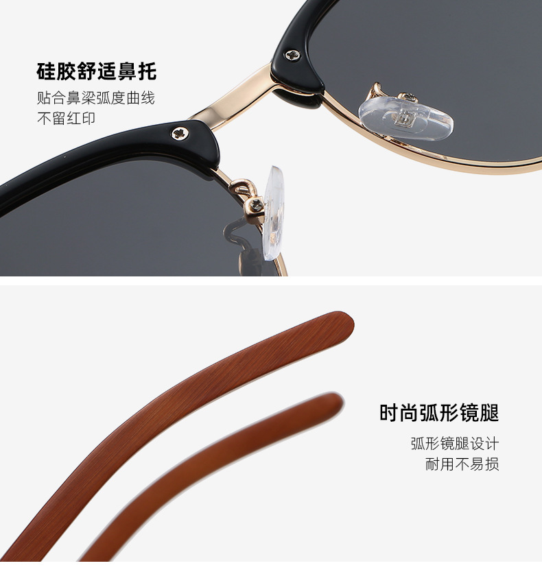 Hot selling classic round bamboo and wood sunglasses detail -4