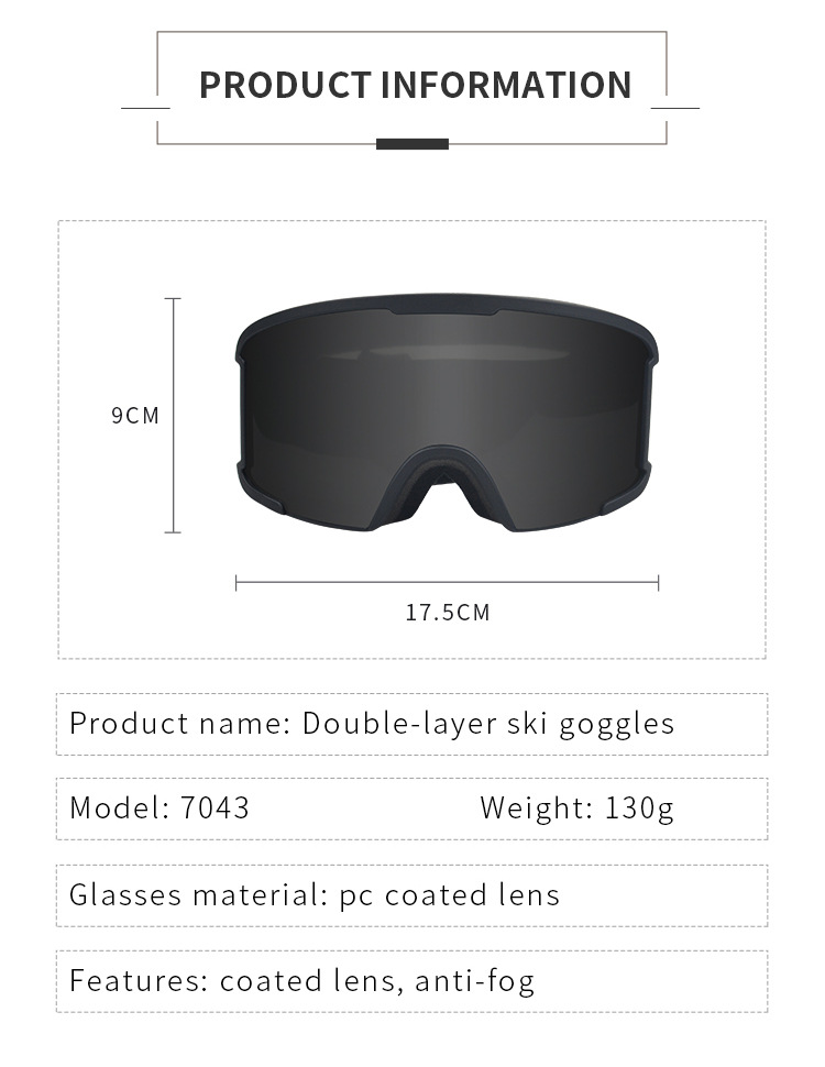 RUISEN'S Cocker Myopia Fog Ski Goggles  7043