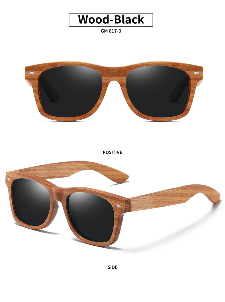 RUISEN'S Gafas de sol polarizadas de madera ligera para hombre y mujer 8171