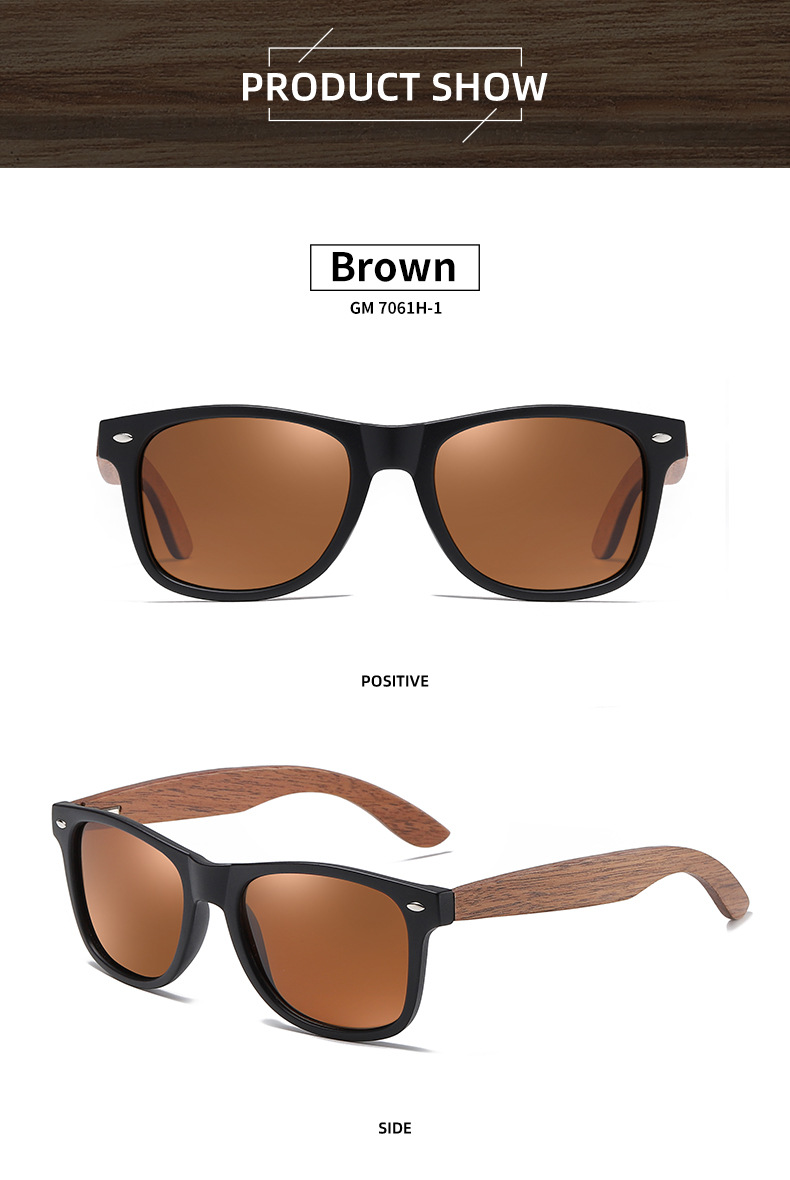 RUISEN'S Holz-PC-polarisierte Sonnenbrille für Männer und Frauen 7061