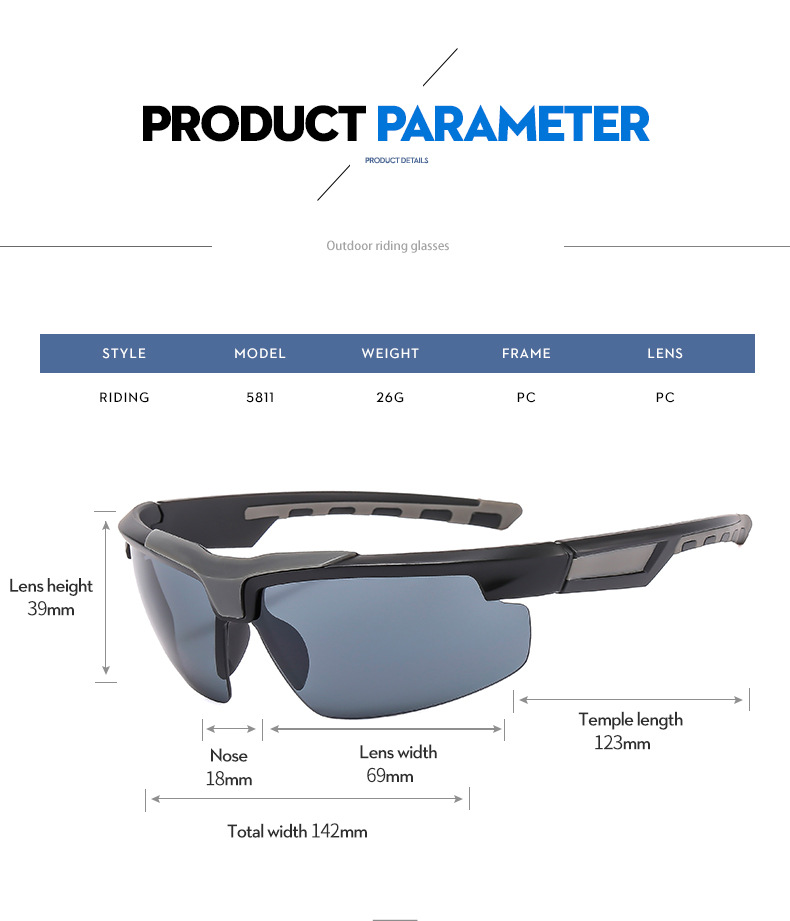 RUISEN'S Sports Lunettes de soleil à revêtement demi-monture personnalisées BL5811