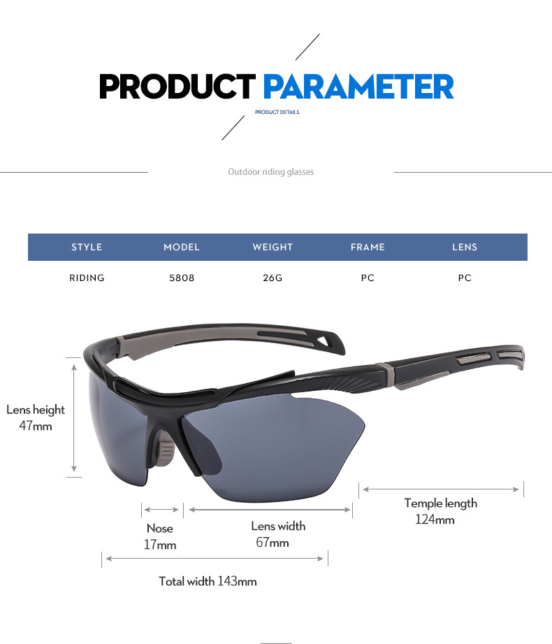 RUISEN'S Deportes Ciclismo al aire libre con revestimiento a prueba de viento y gafas de sol sombreadas BL5808