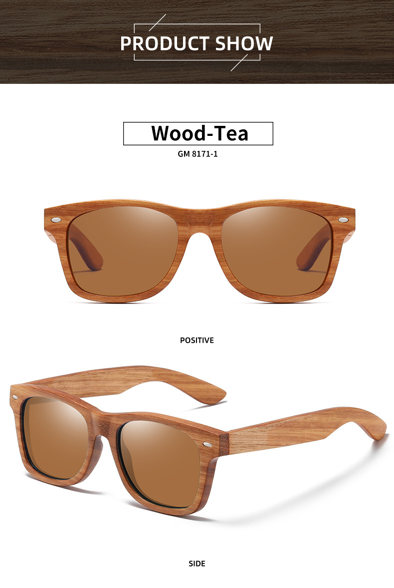 RUISEN'S Gafas de sol polarizadas de madera ligera para hombre y mujer 8171