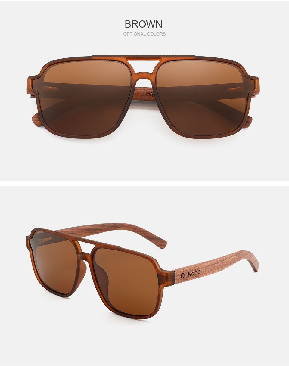 RUISEN'S Gafas de sol de madera con luz polarizada para hombres y mujeres 9005