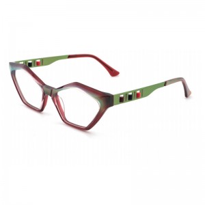 RUISEN’S Personalized Polygonal Geometric Eyeglass Frame, Multi-color Trendy Eyeglass Frame QJ23078