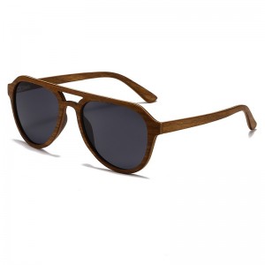 RUISEN'S Lunettes de soleil rétro polarisées en bois clair pour hommes 64711