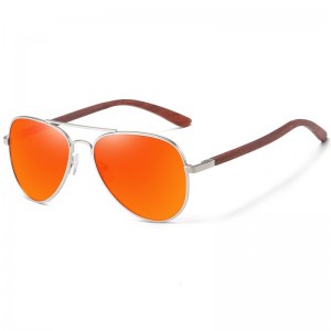 Gafas de sol con patillas de madera y montura metálica personalizadas de RUISEN GM2801