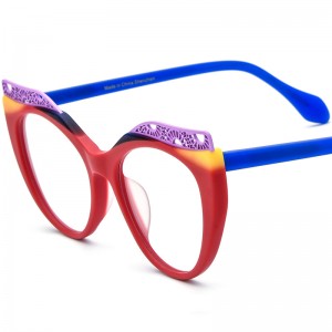 New Multi-color Patchwork Cat’s Eye Plate Eyeglass Frames 19365