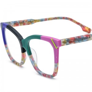 RUISEN'S Custom Multicolor Patchwork Square Eyeglasses Frame 19343