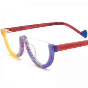 Montures de lunettes demi-rondes givrées multicolores personnalisées RUISEN'S 19361