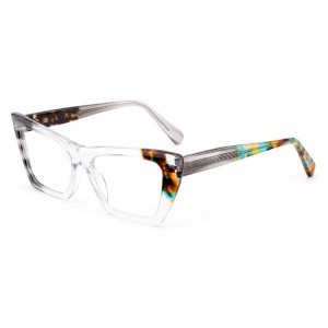 RUISEN’S Multi Color Splicing Eyeglass Frame, Fashionable Cat Eye Small Frame Board, Optical Eyeglass Frame UN3233