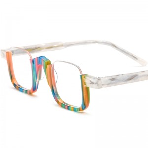 RUISEN’S Custom Multicolor Patchwork Square Eyeglasses Frame  19352