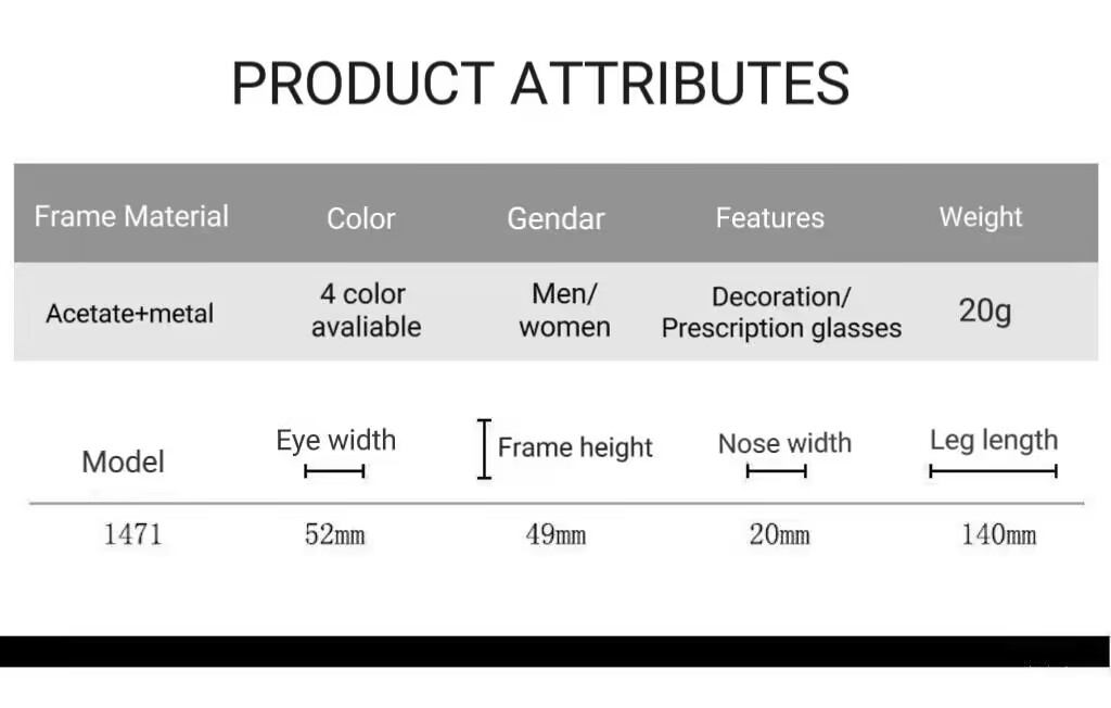 5 Óculos com armação de acetato da moda RUISEN'S 1471